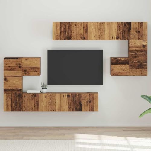 ULUYYUC TV Schrank Set 8 Teile Altes Holz Mittel 30,5 x 30 x 30 cm Modernes Design mit Stauraum für Wohnzimmer von ULUYYUC