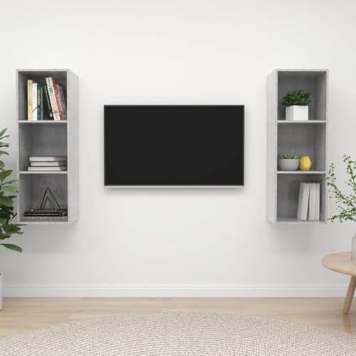 ULUYYUC TV Schrank Set Betongrau 2 Stück Holzwerkstoff 37 x 37 x 107 cm Moderner Wandschrank mit Stauraum für Wohnzimmer und Flur ULUYYUC TV Schrank Set Betongrau 2 Stück Holzwerkstoff 37 x 37 x 107 cm Moderner Wandschrank mit Stauraum für Wohnzimmer und Flur von ULUYYUC