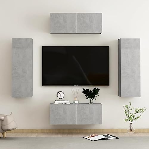 ULUYYUC TV Schrank Set Betongrau Holzwerkstoff 80 x 30 x 30 cm mit Staufächern Modernes Design für Wohnzimmer ULUYYUC TV Schrank Set Betongrau Holzwerkstoff 80 x 30 x 30 cm mit Staufächern Modernes Design für Wohnzimmer von ULUYYUC
