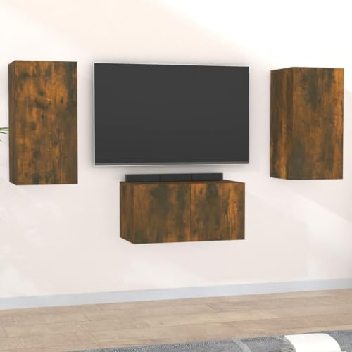 ULUYYUC TV Schrank Set Räuchereiche Holzwerkstoff 60x30x30cm und 30,5x30x60cm Modernes Lowboard mit Stauraum für Wohnzimmer von ULUYYUC