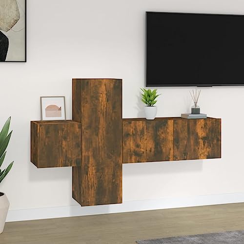 ULUYYUC TV Schrank Set Räuchereiche Holzwerkstoff 80 x 30 x 30 cm mit 90 cm hohem Sideboard und praktischem Stauraum Modernes Design für Wohnzimmer von ULUYYUC