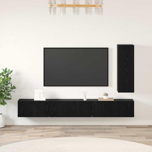 ULUYYUC TV Schrank Set Wandmontiert Modernes Design Holzwerkstoff Schwarz Eiche 30,5 x 30 x 90 cm Stauraum Lösung für Wohnzimmer von ULUYYUC