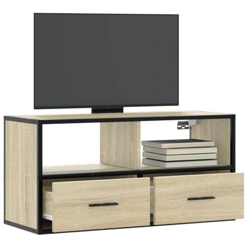 ULUYYUC TV Schrank Sonoma Eiche 80x 31 x 39 5 cm TV Sideboard mit Metallgestell Industrielles Design Stauraum für Wohnzimmer von ULUYYUC