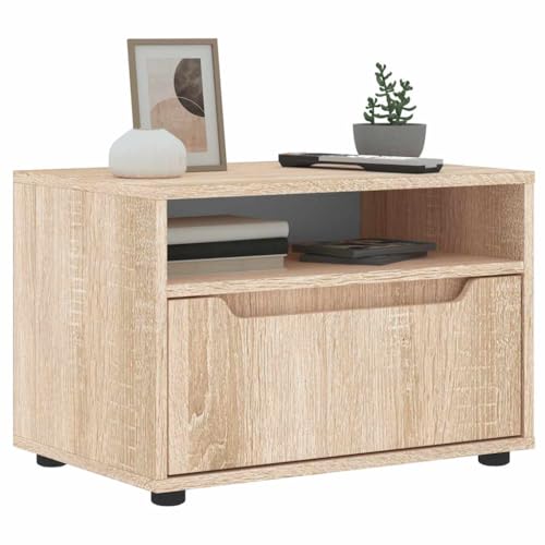 ULUYYUC TV Schrank VISNES Sonoma Eiche 60x40x38 cm Holzwerkstoff mit Schublade und Fach Integrierte Griffe Wandmontage für Wohnzimmer und Schlafzimmer von ULUYYUC