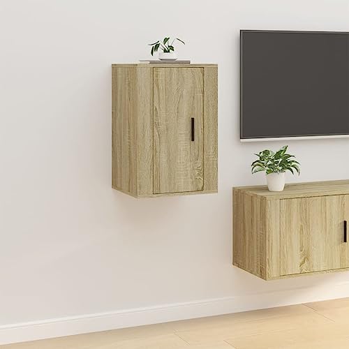 ULUYYUC TV Schrank Wandmontage Holzwerkstoff 40 x 34,5 x 60 cm Sonoma Eiche Design mit 2 Fächern Stauraum für Wohnzimmer Schlafzimmer Flur ULUYYUC TV Schrank Wandmontage Holzwerkstoff 40 x 34,5 x 60 cm Sonoma Eiche Design mit 2 Fächern Stauraum für Wohnzimmer Schlafzimmer Flur von ULUYYUC