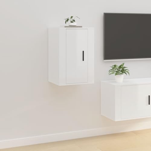 ULUYYUC TV Schrank Wandmontage Weiß 40 x 34,5 x 60 cm Hochglanz Holzwerkstoff mit 2 Fächern und robuster Oberplatte für Wohnzimmer Schlafzimmer Flur ULUYYUC TV Schrank Wandmontage Weiß 40 x 34,5 x 60 cm Hochglanz Holzwerkstoff mit 2 Fächern und robuster Oberplatte für Wohnzimmer Schlafzimmer Flur von ULUYYUC
