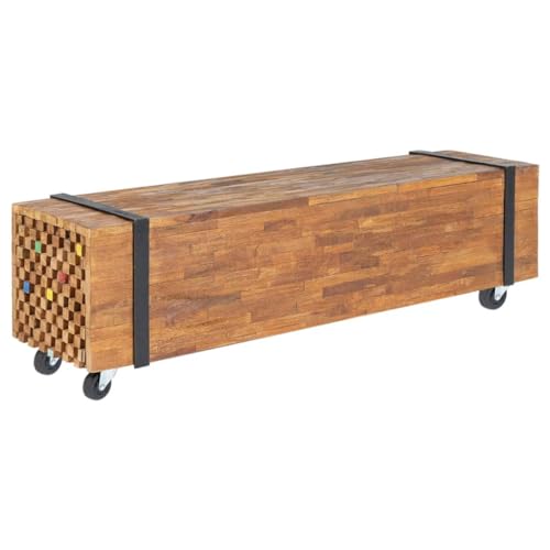 ULUYYUC TV Schrank aus Massivholz Teak 110x30x32.5 cm Industrial Stil mit Rollen für Wohnzimmer als Lowboard Couchtisch oder Sideboard ULUYYUC TV Schrank aus Massivholz Teak 110x30x32.5 cm Industrial Stil mit Rollen für Wohnzimmer als Lowboard Couchtisch oder Sideboard von ULUYYUC