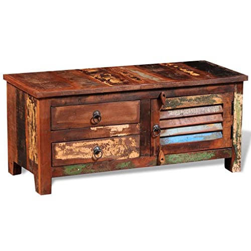 ULUYYUC TV Schrank aus recyceltem Massivholz 90x38x40 cm Antik Stil mit Schubladen und Tür Stauraum für Wohnzimmer ULUYYUC TV Schrank aus recyceltem Massivholz 90x38x40 cm Antik Stil mit Schubladen und Tür Stauraum für Wohnzimmer von ULUYYUC
