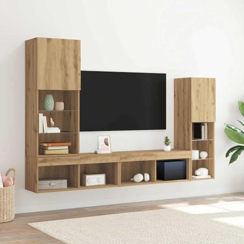 ULUYYUC TV Schrank mit LED Beleuchtung Artisan Eiche Braun 40,5x30x102 cm Moderner Fernsehschrank mit 6 Türen und 12 Regalen für Wohnzimmer ULUYYUC TV Schrank mit LED Beleuchtung Artisan Eiche Braun 40,5x30x102 cm Moderner Fernsehschrank mit 6 Türen und 12 Regalen für Wohnzimmer von ULUYYUC