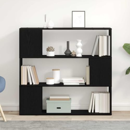 ULUYYUC TV Sideboard Schwarz Eiche 100x24x94 cm Modernes Regal für Wohnzimmer mit Stauraum von ULUYYUC