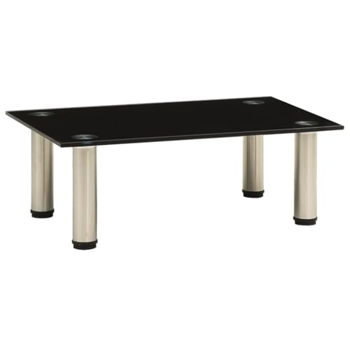 ULUYYUC TV Tisch Schwarz 40x35x17 cm aus Gehärtetem Glas und Edelstahl Moderner Fernsehtisch mit Robuster Konstruktion für Wohnzimmer und Schlafzimmer von ULUYYUC