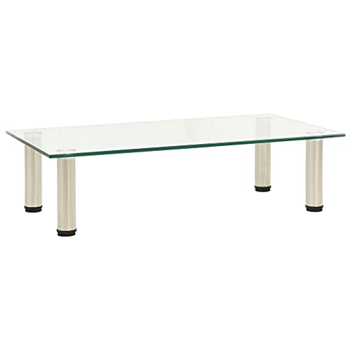 ULUYYUC TV Tisch aus Gehärtetem Glas 60x35x17 cm Transparenter Fernsehtisch mit Edelstahlgestell Modernes Design Stabile TV Möbel für Wohnzimmer Schlafzimmer von ULUYYUC