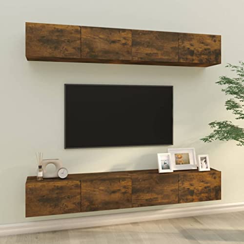ULUYYUC TV Wandschrank 4 Stück Räuchereiche 100x30x30 cm Holzwerkstoff Wandmontage mit 2 Fächern und Türen für Wohnzimmer ULUYYUC TV Wandschrank 4 Stück Räuchereiche 100x30x30 cm Holzwerkstoff Wandmontage mit 2 Fächern und Türen für Wohnzimmer von ULUYYUC