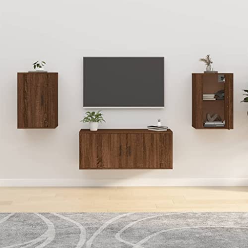 ULUYYUC TV Wandschrank Braun Eichen-Optik 40x34,5x60 cm Moderner Holzwerkstoff Schrank mit 2 Fächern für Wohnzimmer Schlafzimmer Flur von ULUYYUC