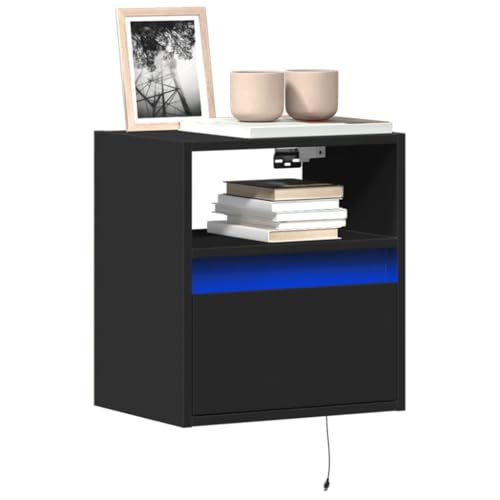ULUYYUC TV Wandschrank Schwarz 41x31x45 cm Holzwerkstoff mit RGB LED Beleuchtung Schublade und Fach für Fernseher und Wohnzimmer von ULUYYUC