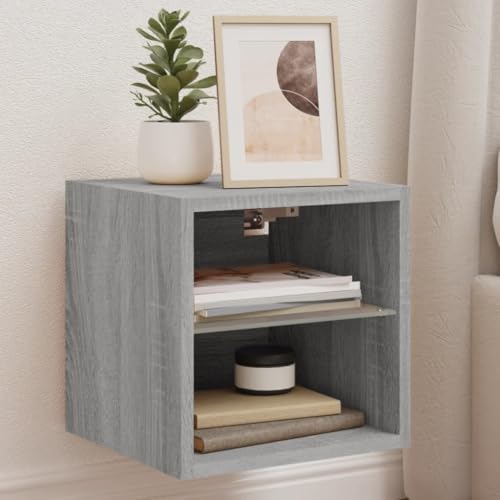 ULUYYUC TV Wandschrank mit RGB LED Beleuchtung Grau Sonoma 30x28.5x30 cm Holzwerkstoff Moderner Stauraum für Wohnzimmer von ULUYYUC