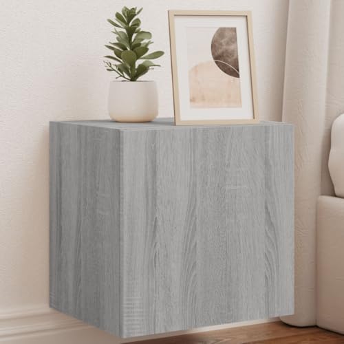 ULUYYUC TV Wandschrank mit RGB LED Beleuchtung Grau Sonoma 40,5 x 35 x 40 cm Holzwerkstoff Moderner Stauraum Schwebeschrank für Wohnzimmer und Schlafzimmer von ULUYYUC