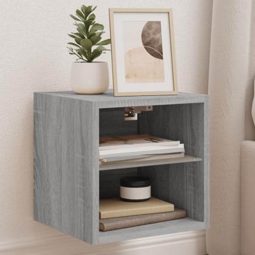 ULUYYUC TV Wandschrank mit RGB LED Beleuchtung Grau Sonoma Holzwerkstoff 30 x 28 5 x 30 cm Moderner Stauraum für Wohnzimmer Schlafzimmer ULUYYUC TV Wandschrank mit RGB LED Beleuchtung Grau Sonoma Holzwerkstoff 30 x 28 5 x 30 cm Moderner Stauraum für Wohnzimmer Schlafzimmer von ULUYYUC