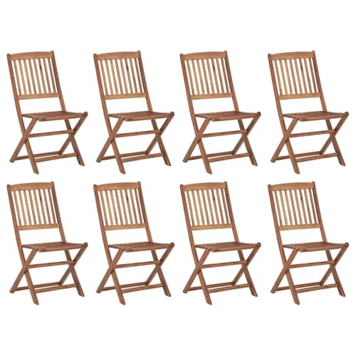 ULUYYUC Terrassenmöbel Campingstuhl Esszimmerstühle Loungesessel - Klappbare Gartenstühle mit Kissen 8 STK. Massivholz Akazie für Wohnzimmer Küche Garten Sauna von ULUYYUC