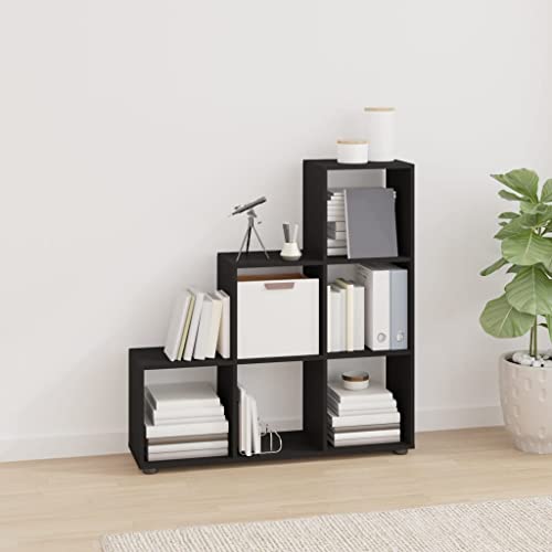 ULUYYUC Treppenregal Bücherregal Schwarz Holzwerkstoff 107 cm Schmal Eckregal mit 6 Fächern Stufenregal für Wohnzimmer Küche Deko ULUYYUC Treppenregal Bücherregal Schwarz Holzwerkstoff 107 cm Schmal Eckregal mit 6 Fächern Stufenregal für Wohnzimmer Küche Deko von ULUYYUC