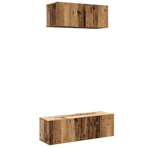 ULUYYUC Tv-Schrank Tv Schrank Tv Sideboard Wohnzimmer Tv Table - 2-TLG. TV-Schrank-Set Wandmontage Altholz-Optik Holzwerkstoff für Schlafzimmer Flur Küche Wohnzimmer von ULUYYUC