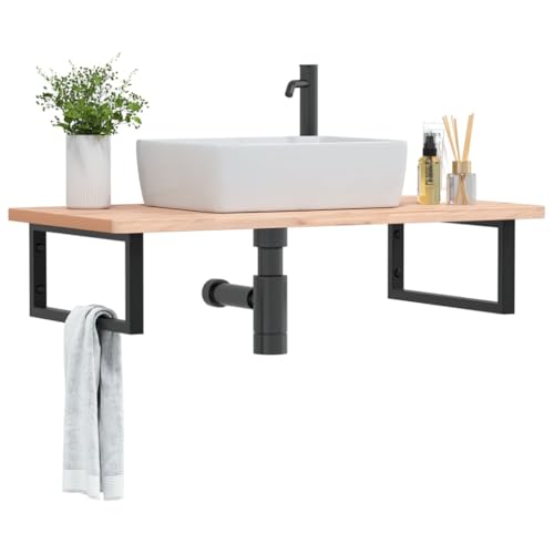 ULUYYUC Wand-Waschbeckenregal 100x50x2,5 cm Massivholz Buche & Stahl Schwarz Modernes Design 100 kg Belastbarkeit Platzsparendes Halterungsset für Badezimmer WC und kleine Räume ULUYYUC Wand-Waschbeckenregal 100x50x2,5 cm Massivholz Buche & Stahl Schwarz Modernes Design 100 kg Belastbarkeit Platzsparendes Halterungsset für Badezimmer WC und kleine Räume von ULUYYUC