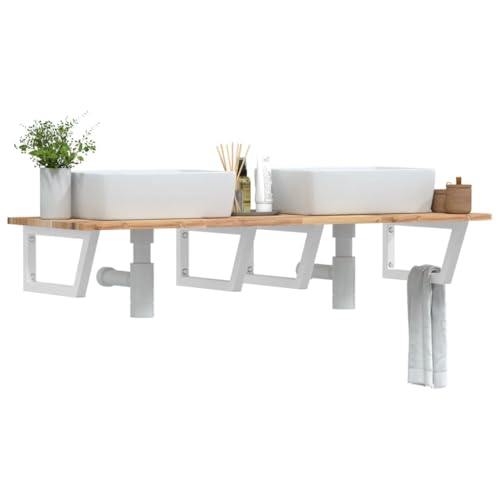 ULUYYUC Wand-Waschbeckenregal 120x50 cm aus Massiv Akazienholz & Stahl, 100 kg Belastbarkeit, Trapez-Design Modern und Platzsparend, Badschrank Hochschrank Kleines Bad für Badezimmer Gäste-WC ULUYYUC Wand-Waschbeckenregal 120x50 cm aus Massiv Akazienholz & Stahl, 100 kg Belastbarkeit, Trapez-Design Modern und Platzsparend, Badschrank Hochschrank Kleines Bad für Badezimmer Gäste-WC von ULUYYUC