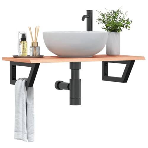 ULUYYUC Wand-Waschtischplatte 80x40 cm Massive Eiche & Stahlhalter Trapezförmig Modernes Badezimmer Design Bis 100 kg Belastbar Platzsparend für Badezimmer Gäste-WC und Küche ULUYYUC Wand-Waschtischplatte 80x40 cm Massive Eiche & Stahlhalter Trapezförmig Modernes Badezimmer Design Bis 100 kg Belastbar Platzsparend für Badezimmer Gäste-WC und Küche von ULUYYUC
