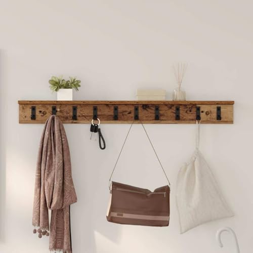ULUYYUC Wandmontierter Garderobenständer Altholz 100 x 10.5 x 10.5 cm Modernes Design mit Robusten Metallhaken und Integriertem Regal für Flur Eingangsbereich und Wohnzimmer ULUYYUC Wandmontierter Garderobenständer Altholz 100 x 10.5 x 10.5 cm Modernes Design mit Robusten Metallhaken und Integriertem Regal für Flur Eingangsbereich und Wohnzimmer von ULUYYUC