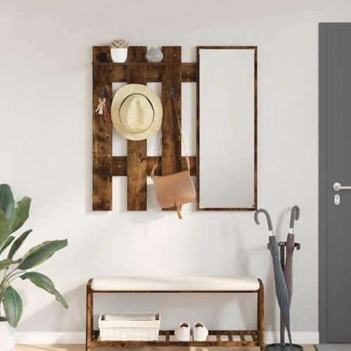ULUYYUC Wandmontierter Garderobenständer Rauch-Eiche 100 x 10 x 100 cm Modernes Design mit Robustem Holzwerkstoff für Flur Wohnzimmer und Eingangsbereich von ULUYYUC