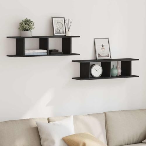 ULUYYUC Wandregal 2 Stück Schwarz Eichen-Optik 75x18x20cm Holzwerkstoff Schwebendes Regal für Bücher Deko und Pflanzen Robustes Design für Wohnzimmer Büro und Badezimmer ULUYYUC Wandregal 2 Stück Schwarz Eichen-Optik 75x18x20cm Holzwerkstoff Schwebendes Regal für Bücher Deko und Pflanzen Robustes Design für Wohnzimmer Büro und Badezimmer von ULUYYUC