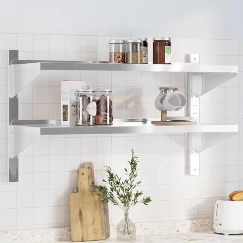 ULUYYUC Wandregal 2er Set aus Edelstahl 100x40x60 cm Schwebendes Regal mit Rand und Montagezubehör Robustes Bücherregal für Wohnzimmer Küche und Badezimmer ULUYYUC Wandregal 2er Set aus Edelstahl 100x40x60 cm Schwebendes Regal mit Rand und Montagezubehör Robustes Bücherregal für Wohnzimmer Küche und Badezimmer von ULUYYUC