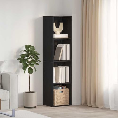 ULUYYUC Wandregal Bücherregal aus Holzwerkstoff Schwarz Eiche 36x30x143 cm Modernes Schwebendes Regal mit 4 Fächern für Wohnzimmer Büro und Deko ULUYYUC Wandregal Bücherregal aus Holzwerkstoff Schwarz Eiche 36x30x143 cm Modernes Schwebendes Regal mit 4 Fächern für Wohnzimmer Büro und Deko von ULUYYUC