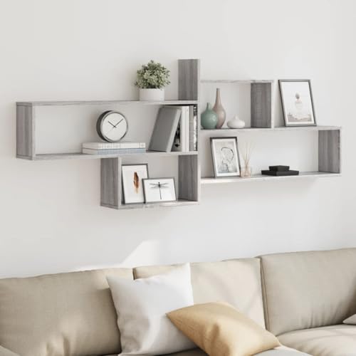 ULUYYUC Wandregal Grau Sonoma 167,5x18x68 cm aus Holzwerkstoff Schwebendes Regal mit Modernem Design für Bücher Deko und Pflanzen im Wohnzimmer Badezimmer oder Küche ULUYYUC Wandregal Grau Sonoma 167,5x18x68 cm aus Holzwerkstoff Schwebendes Regal mit Modernem Design für Bücher Deko und Pflanzen im Wohnzimmer Badezimmer oder Küche von ULUYYUC