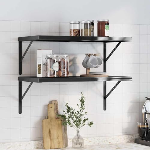 ULUYYUC Wandregal Schwarz 2 Stück Edelstahl Schweberegal 75 x 40 x 3 cm Modernes Design Robust und Langlebig für Wohnzimmer Schlafzimmer Büro ULUYYUC Wandregal Schwarz 2 Stück Edelstahl Schweberegal 75 x 40 x 3 cm Modernes Design Robust und Langlebig für Wohnzimmer Schlafzimmer Büro von ULUYYUC