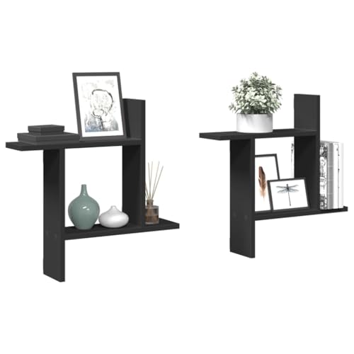 ULUYYUC Wandregal Schwarz 2 Stück Holzwerkstoff 50 x 12 x 50 cm Schwebendes Regal mit Modernem Design Starker Stauraum für Bücher Deko und Pflanzen im Wohnzimmer Badezimmer oder Küche ULUYYUC Wandregal Schwarz 2 Stück Holzwerkstoff 50 x 12 x 50 cm Schwebendes Regal mit Modernem Design Starker Stauraum für Bücher Deko und Pflanzen im Wohnzimmer Badezimmer oder Küche von ULUYYUC