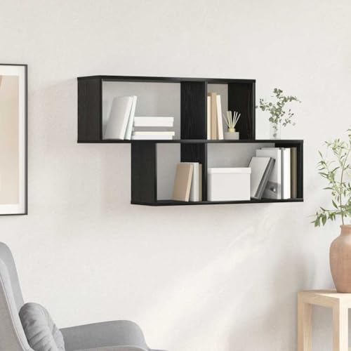 ULUYYUC Wandregal Schwarz Eiche 100x25x53 cm Modernes Bücherregal aus MDF Holz mit Matt Oberfläche Platzsparend für Wohnzimmer Büro und Badezimmer von ULUYYUC