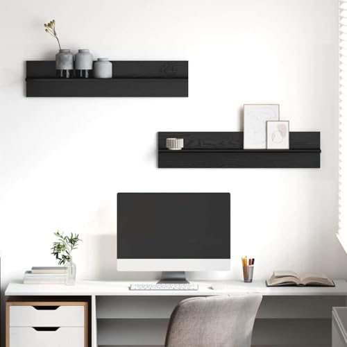 ULUYYUC Wandregal Schwarz Eiche Modernes Bücherregal aus Holzwerkstoff 80 x 11,5 x 18 cm Schwebendes Regal mit Minimalistischem Design für Wohnzimmer Schlafzimmer und Badezimmer von ULUYYUC