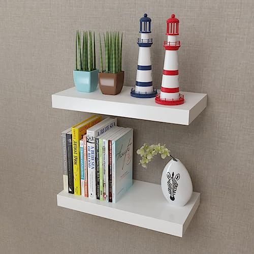 ULUYYUC Wandregal Set 2 Stück aus MDF mit Unsichtbarer Montage Weiß 40 x 20 x 3 8 cm Schwebendes Regal für Bücher Deko und Sammlerstücke im Wohnzimmer oder Badezimmer ULUYYUC Wandregal Set 2 Stück aus MDF mit Unsichtbarer Montage Weiß 40 x 20 x 3 8 cm Schwebendes Regal für Bücher Deko und Sammlerstücke im Wohnzimmer oder Badezimmer von ULUYYUC