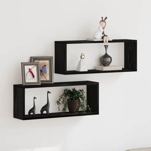 ULUYYUC Wandregal Set 2er Set Modernes Bücherregal aus Schwarz Eiche Holz 60x15x23 cm Schwebendes Regal für Wohnzimmer Schlafzimmer und Büro ULUYYUC Wandregal Set 2er Set Modernes Bücherregal aus Schwarz Eiche Holz 60x15x23 cm Schwebendes Regal für Wohnzimmer Schlafzimmer und Büro von ULUYYUC
