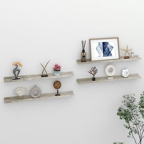 ULUYYUC Wandregal Set 4 Stück Betongrau 80x9x3 cm Schwebendes Regal aus MDF Robust & Langlebig für Bücher Pflanzen und Deko im Wohnzimmer Badezimmer oder Küche ULUYYUC Wandregal Set 4 Stück Betongrau 80x9x3 cm Schwebendes Regal aus MDF Robust & Langlebig für Bücher Pflanzen und Deko im Wohnzimmer Badezimmer oder Küche von ULUYYUC