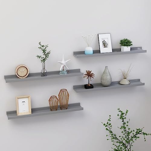 ULUYYUC Wandregal Set 4 Stück Grau 60x9x3 cm aus MDF Schwebendes Regal für Bücher Pflanzen und Deko Robustes Wandboard für Wohnzimmer Küche und Badezimmer ULUYYUC Wandregal Set 4 Stück Grau 60x9x3 cm aus MDF Schwebendes Regal für Bücher Pflanzen und Deko Robustes Wandboard für Wohnzimmer Küche und Badezimmer von ULUYYUC