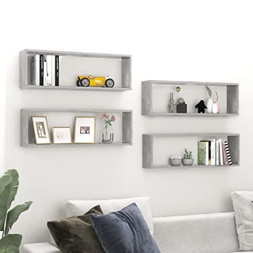 ULUYYUC Wandregal Set aus Holzwerkstoff 4 Stück Betongrau 80 x 15 x 26,5 cm Schlichtes Würfeldesign für Bücher Deko und Pflanzen im Wohnzimmer Badezimmer oder Küche ULUYYUC Wandregal Set aus Holzwerkstoff 4 Stück Betongrau 80 x 15 x 26,5 cm Schlichtes Würfeldesign für Bücher Deko und Pflanzen im Wohnzimmer Badezimmer oder Küche von ULUYYUC