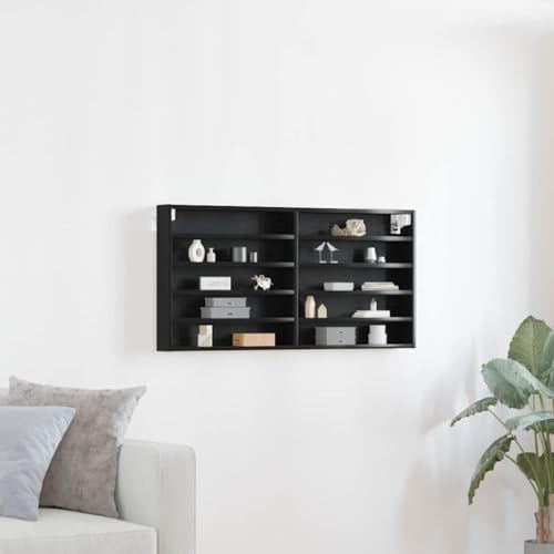 ULUYYUC Wandregal aus Eichenholz 8 Fächer Modernes Bücherregal mit Robuster Konstruktion und Eleganter Mattoptik für Wohnzimmer Küche und Schlafzimmer von ULUYYUC