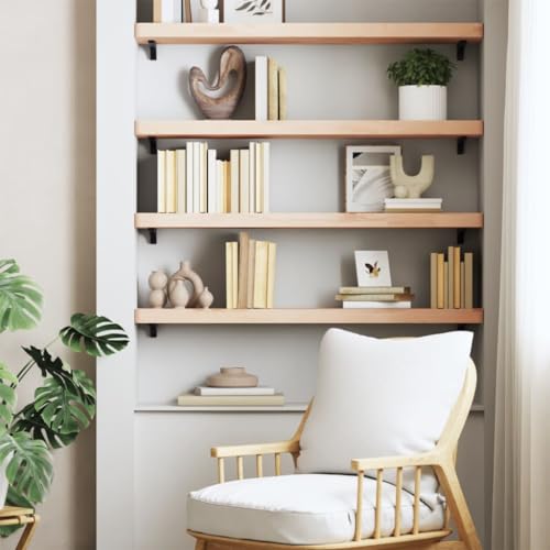 ULUYYUC Wandregal aus Massivholz Buche 100 x 20 x 4 cm Schwebendes Regal für Bücher Pflanzen und Deko Multifunktionales Wandboard für Wohnzimmer Büro und Badezimmer von ULUYYUC