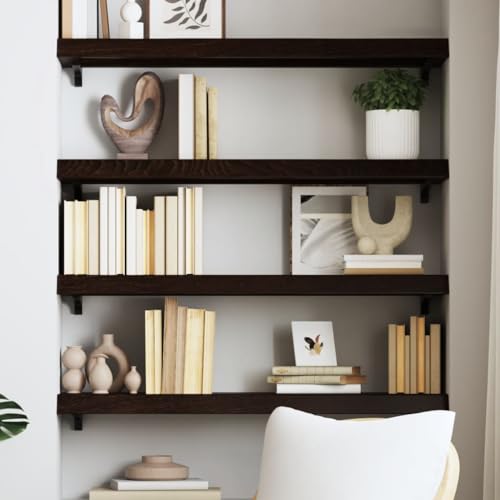 ULUYYUC Wandregal aus Massivholz Eiche Dunkelbraun 100 x 30 cm Rustikales Design mit Naturkante Stabiles Bücherregal für Wohnzimmer Badezimmer und Küche ULUYYUC Wandregal aus Massivholz Eiche Dunkelbraun 100 x 30 cm Rustikales Design mit Naturkante Stabiles Bücherregal für Wohnzimmer Badezimmer und Küche von ULUYYUC