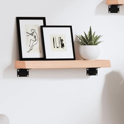 ULUYYUC Wandregal aus massiver Eiche 40 x 10 x 4 cm Unbehandelt mit Naturkante Rustikales Design Stabiles Bücherregal für Wohnzimmer Badezimmer und Küche von ULUYYUC