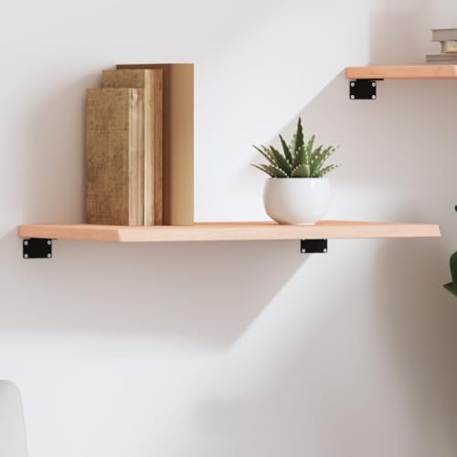 ULUYYUC Wandregal aus massiver Eiche 60x40x2 cm Unbehandelt mit Naturkante Rustikales Design Stabiles Bücherregal für Wohnzimmer Badezimmer und Küche von ULUYYUC