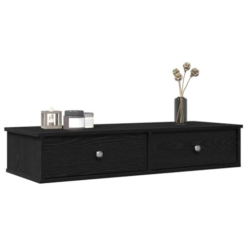 ULUYYUC Wandregal mit Schubladen Schwarz 100x37,5x19 cm Holzwerkstoff Modernes Design mit Stauraum für Wohnzimmer Schlafzimmer und Badezimmer ULUYYUC Wandregal mit Schubladen Schwarz 100x37,5x19 cm Holzwerkstoff Modernes Design mit Stauraum für Wohnzimmer Schlafzimmer und Badezimmer von ULUYYUC