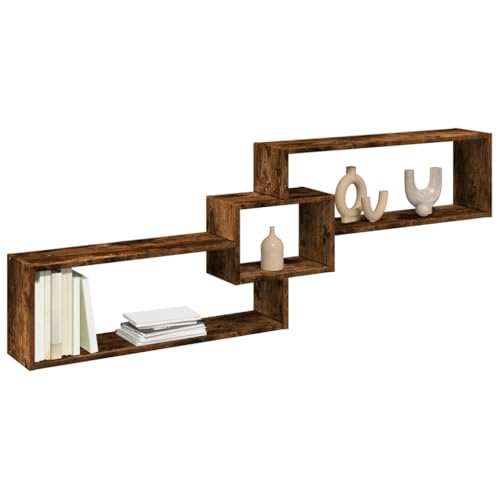 ULUYYUC Wandschrank Räuchereiche 158 x 18 x 53 cm Modernes Bücherregal Wand mit Stauraum Robustes Holzwerkstoff Design für Wohnzimmer Küche und Badezimmer von ULUYYUC